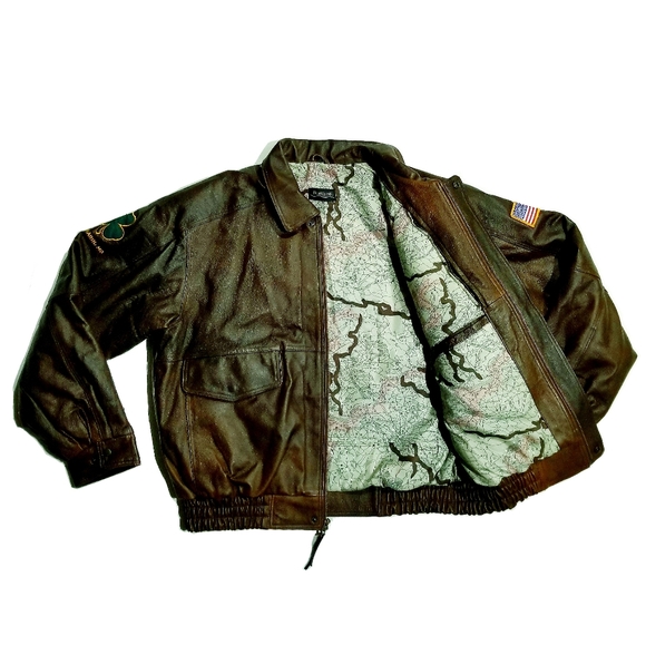 Rare Tilted Kilt Pub White Marsh Burks Bay Mens Leather Bomber Jacket Brown XL - Picture 5 of 12